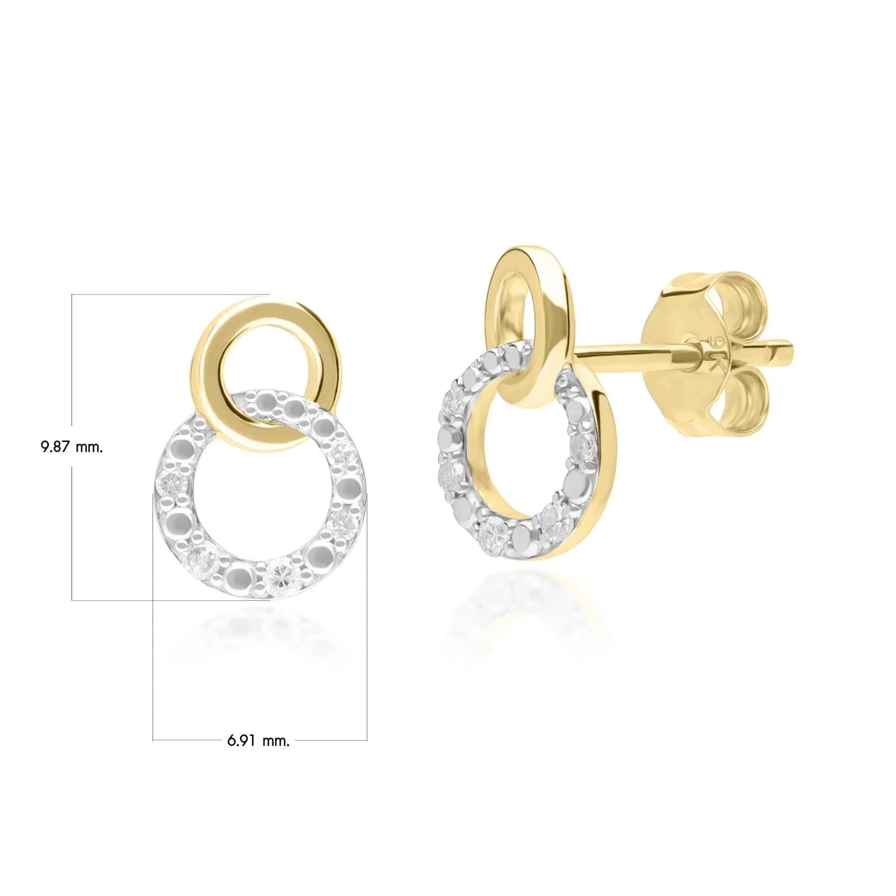 Diamond Pave Interlocking Hoop Stud Earrings in 9ct Yellow Gold sold by Gemondo Jewellery product image thumbnail 4