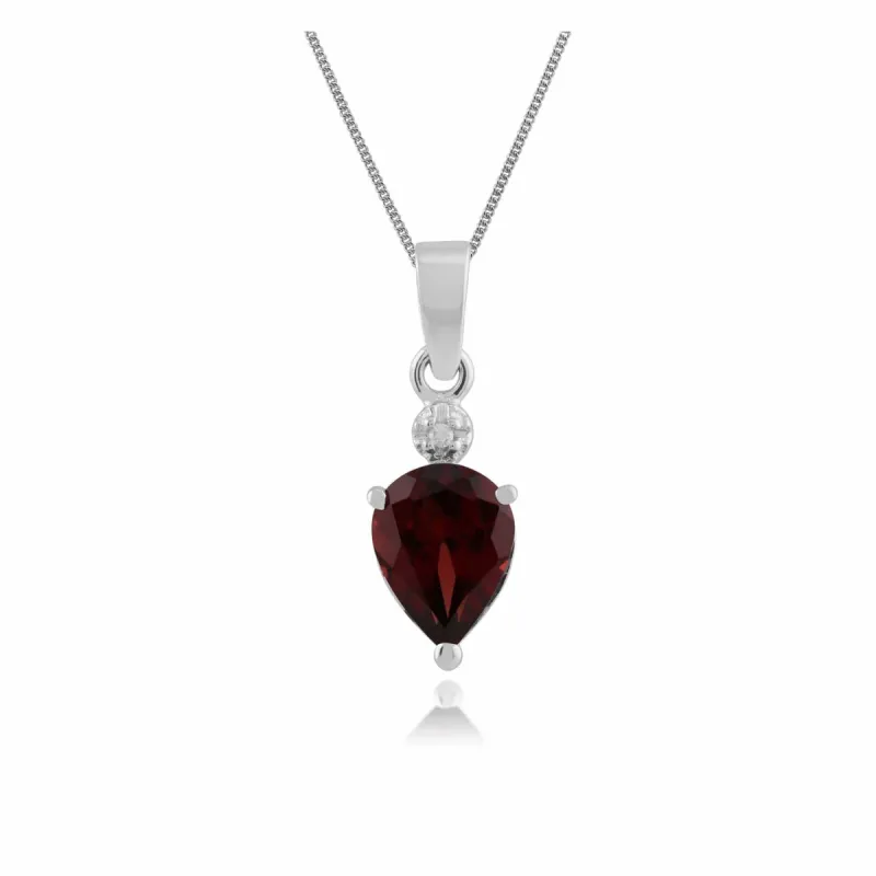 Gemondo 9ct White Gold 1.30ct Garnet & Diamond Pendant on 45cm Chain sold by Gemondo Jewellery