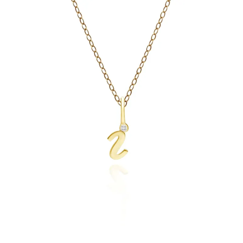 Alphabet Letter I Diamond pendant in 9ct Yellow Gold sold by Gemondo Jewellery