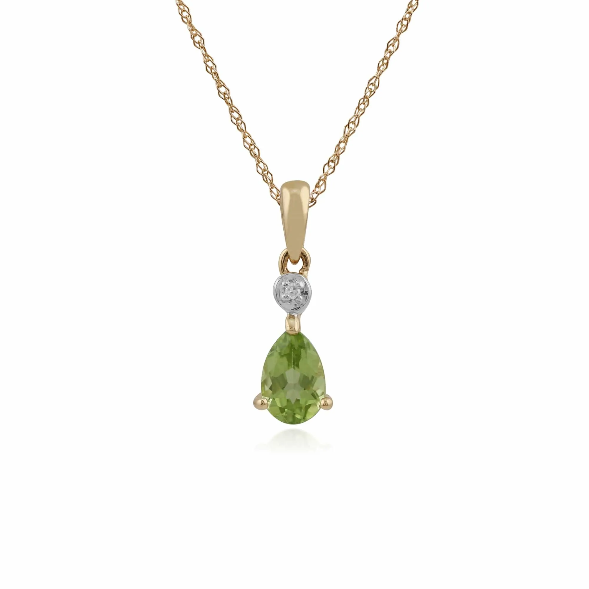Classic Pear Peridot & Diamond Stud Earrings & Pendant Set in 9ct Yellow Gold sold by Gemondo Jewellery product image thumbnail 3