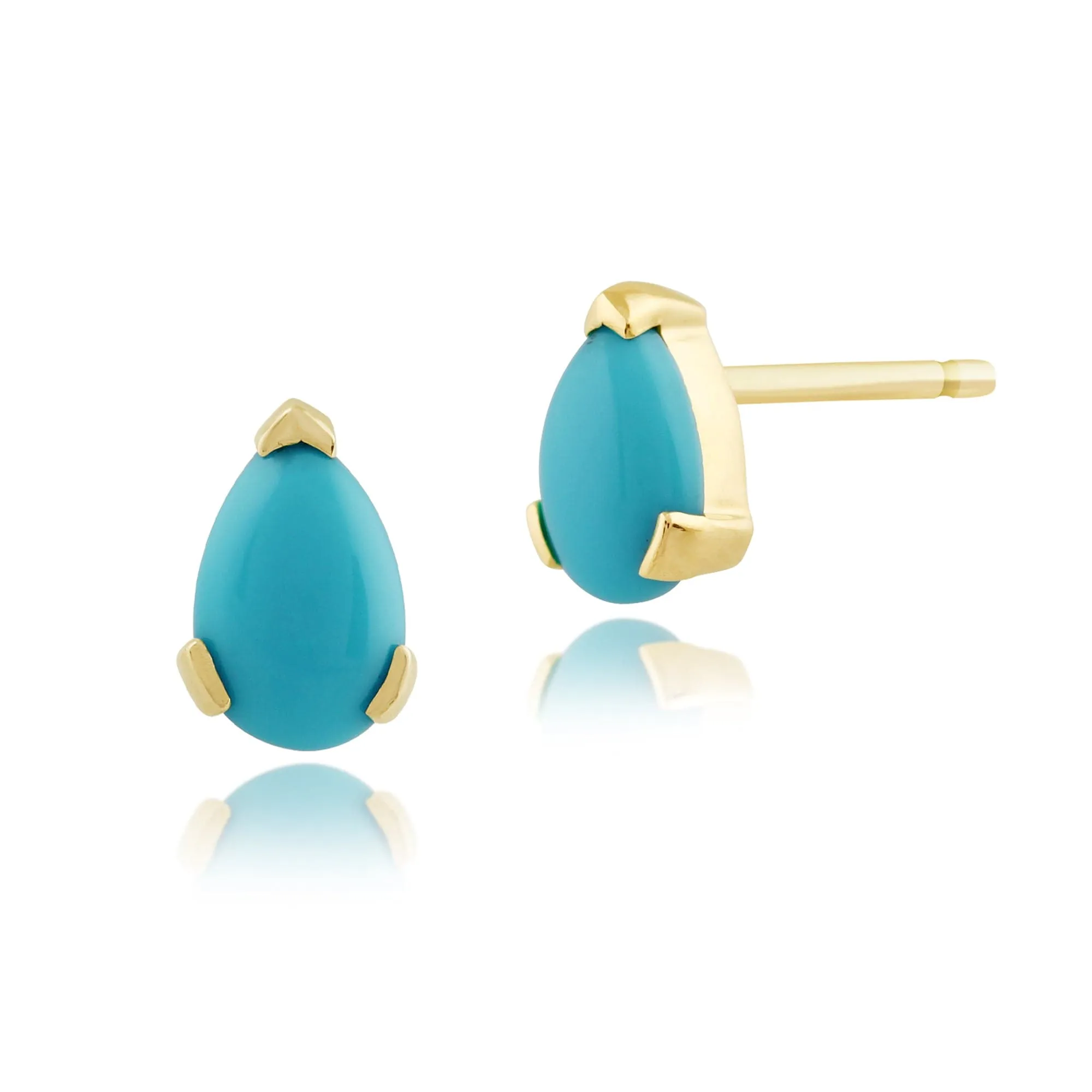 Classic Pear Turquoise Stud Earrings in 9ct Yellow Gold 6.5x4mm sold by Gemondo Jewellery
