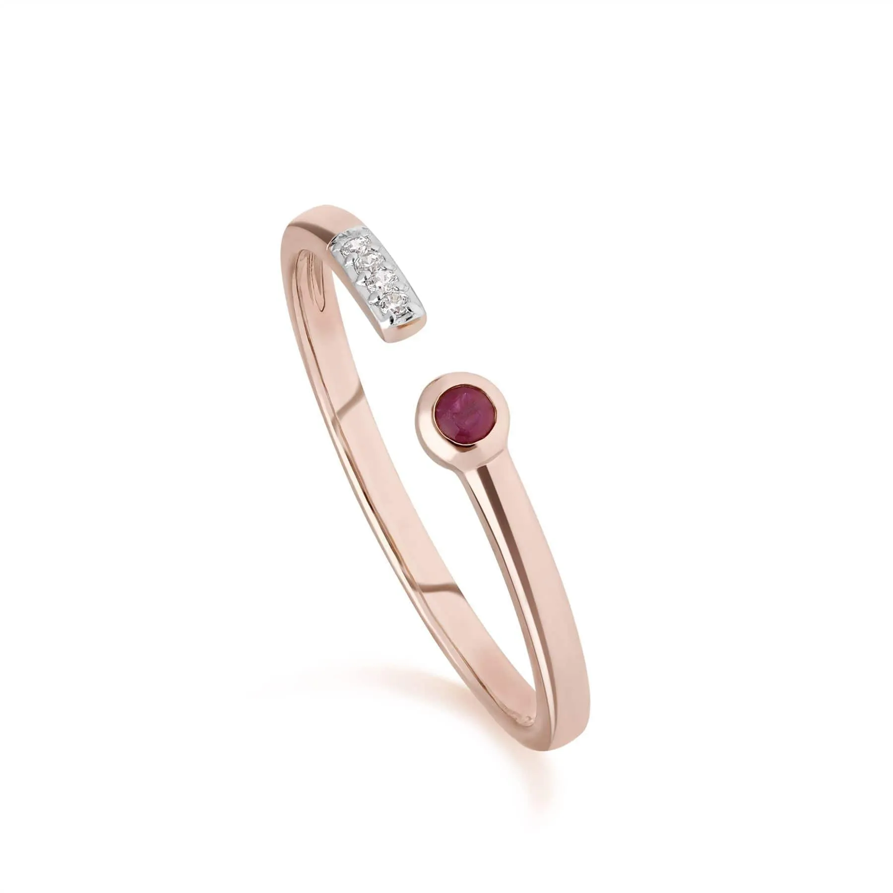 Contemporary Ruby & Diamond Open Ring in 9ct Rose Gold sold by Gemondo Jewellery