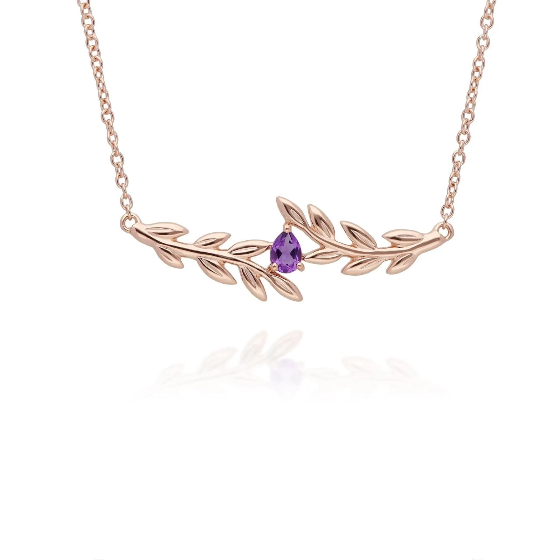 O Leaf Amethyst Necklace & Ring Set in 9ct Rose Gold sold by Gemondo Jewellery product image thumbnail 2