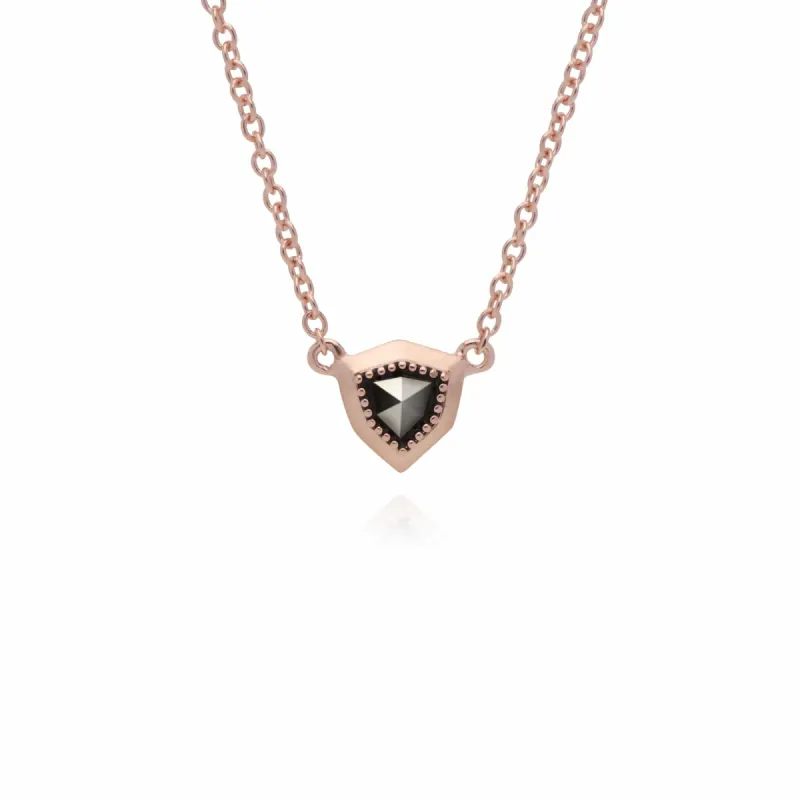 Rose Gold Plated Shield Marcasite Necklace in 925 Sterling Silver sold by Gemondo Jewellery