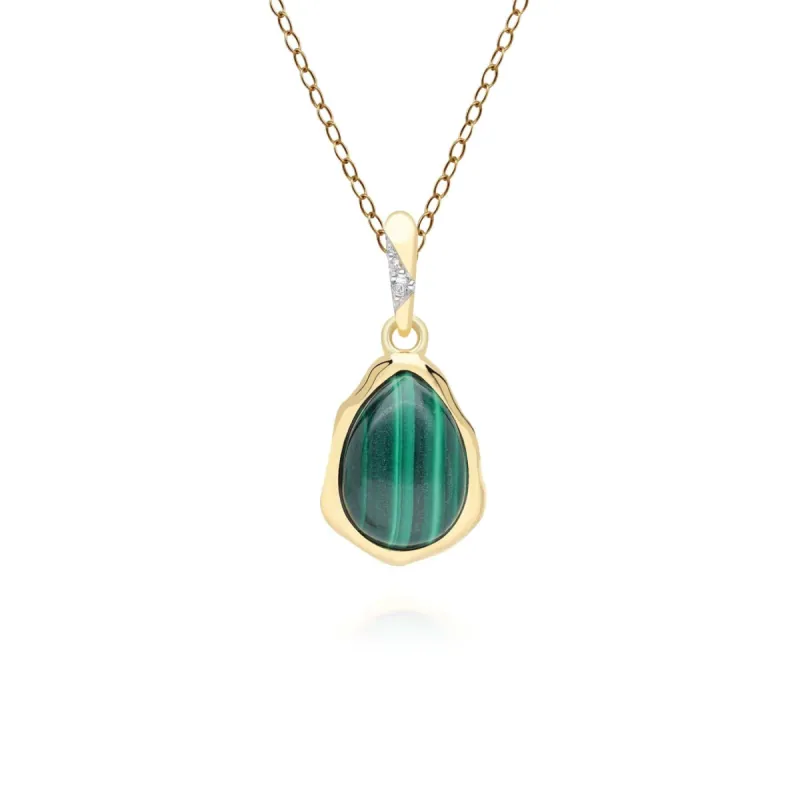 Irregular Malachite & Topaz Pendant In 18ct Gold Plated SterlIng Silver sold by Gemondo Jewellery