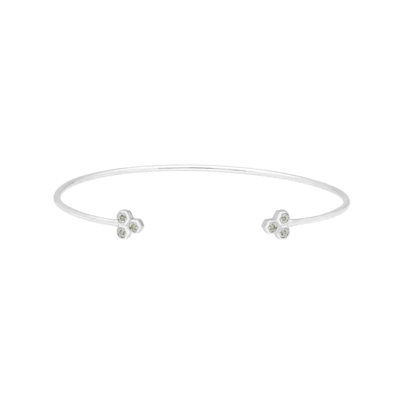 Peridot Trilogy Geometric Bangle in 9ct White Gold sold by Gemondo Jewellery
