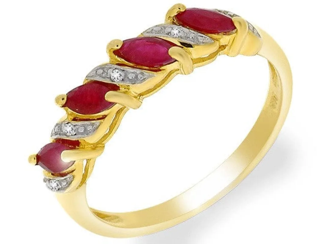 9ct Yellow Gold 0.55ct Ruby & Diamond Half Eternity Ring sold by Gemondo Jewellery