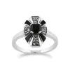 Gemondo 925 Sterling Silver Art Deco Black Onyx & Marcasite Ring sold by Gemondo Jewellery