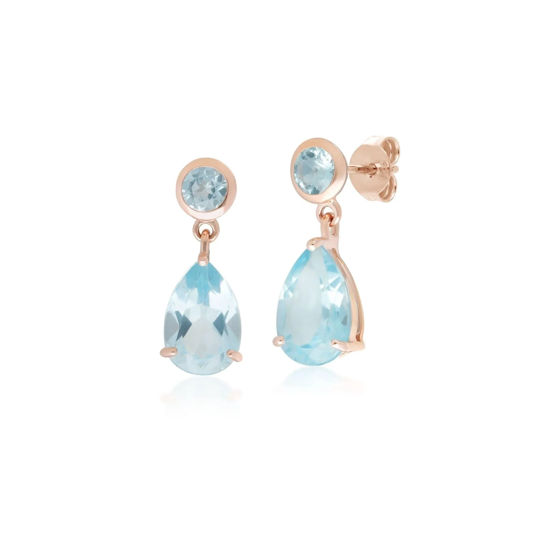 Classic Pear Blue Topaz Drop Earrings in 9ct Rose Gold sold by Gemondo Jewellery