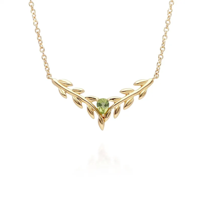 O Leaf Peridot Necklet in 9ct Yellow Gold sold by Gemondo Jewellery