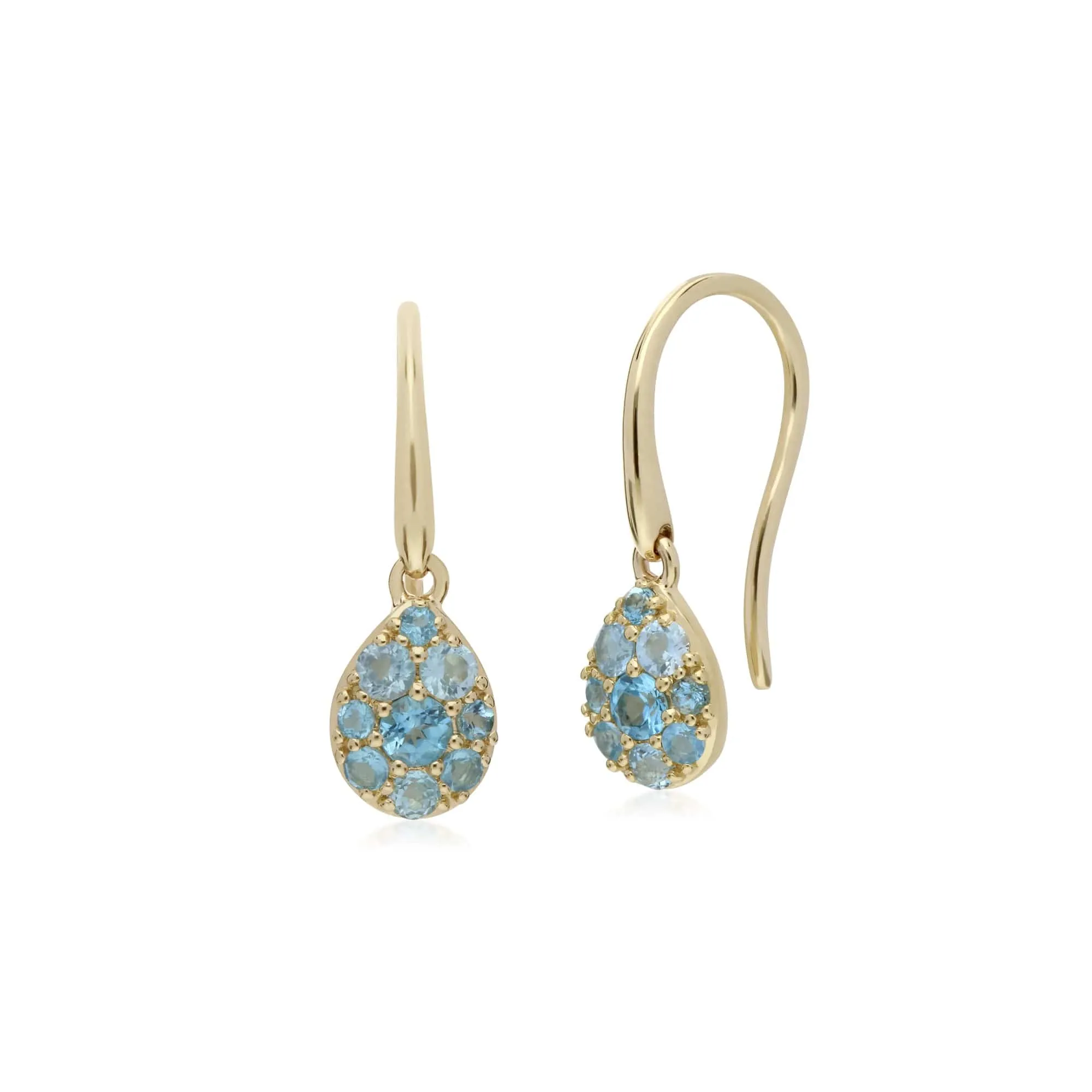 Gemondo 9ct Yellow Gold Blue Topaz Pear Cluster Drop Earrings sold by Gemondo Jewellery