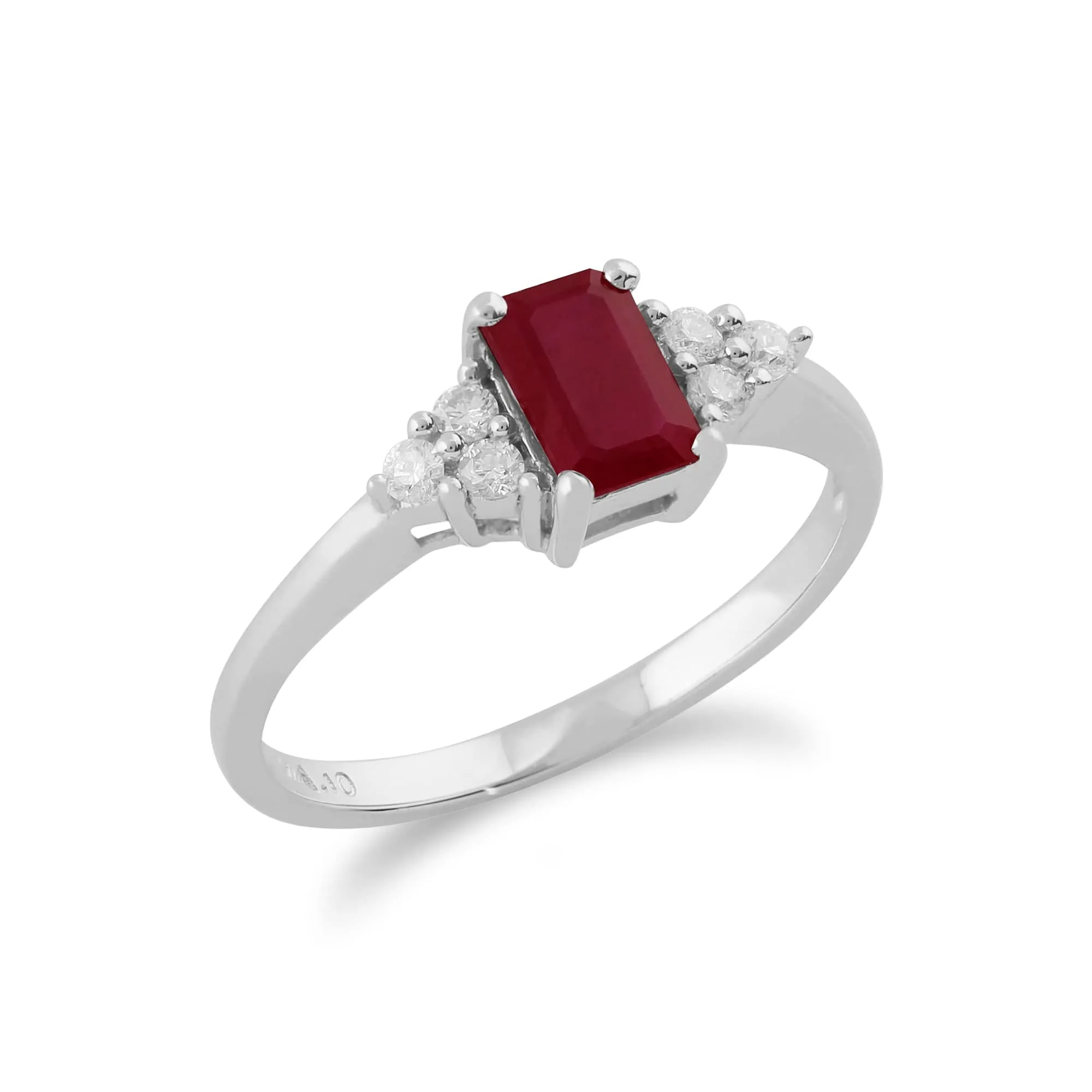Classic Baguette Ruby & Diamond Ring in 9ct White Gold sold by Gemondo Jewellery product image thumbnail 2