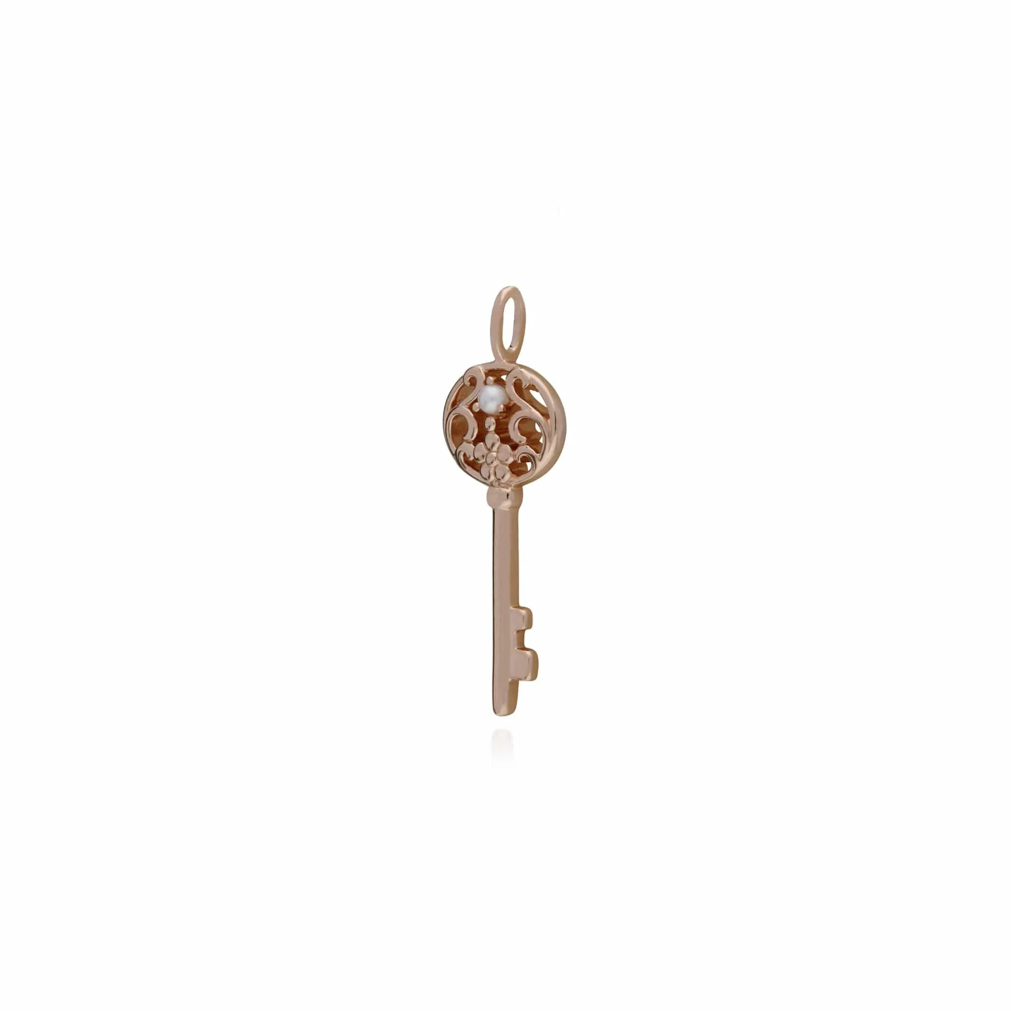 Rose Gold Plated Sterling Silver Pearl Big Key Charm sold by Gemondo Jewellery product image thumbnail 2