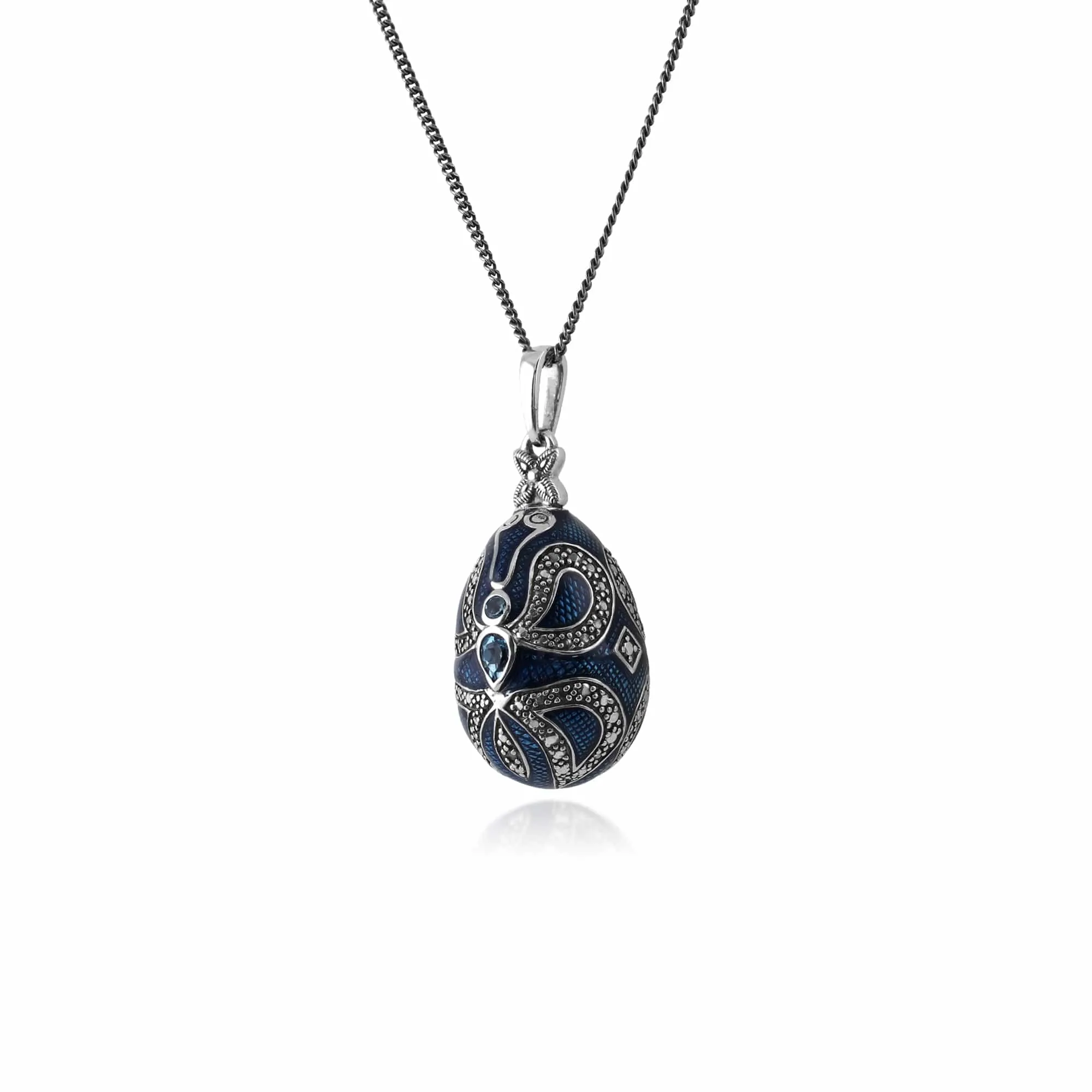 Art Nouveau Style Pear Blue Topaz Egg Pendant sold by Gemondo Jewellery product image thumbnail 2
