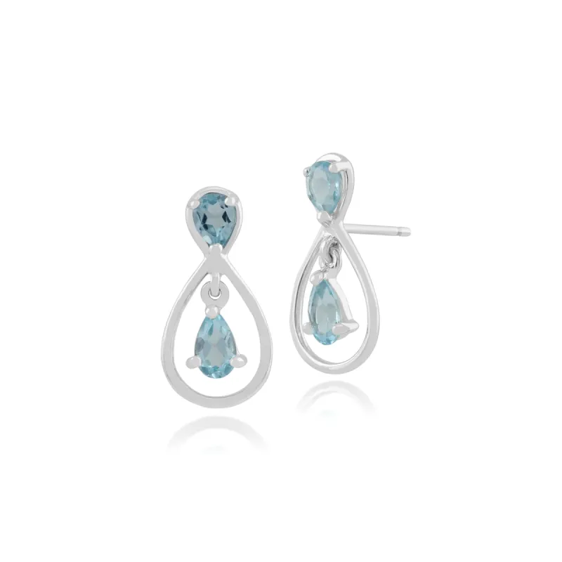 Gemondo 9ct White Gold 0.85ct Blue Topaz Drop Earrings sold by Gemondo Jewellery