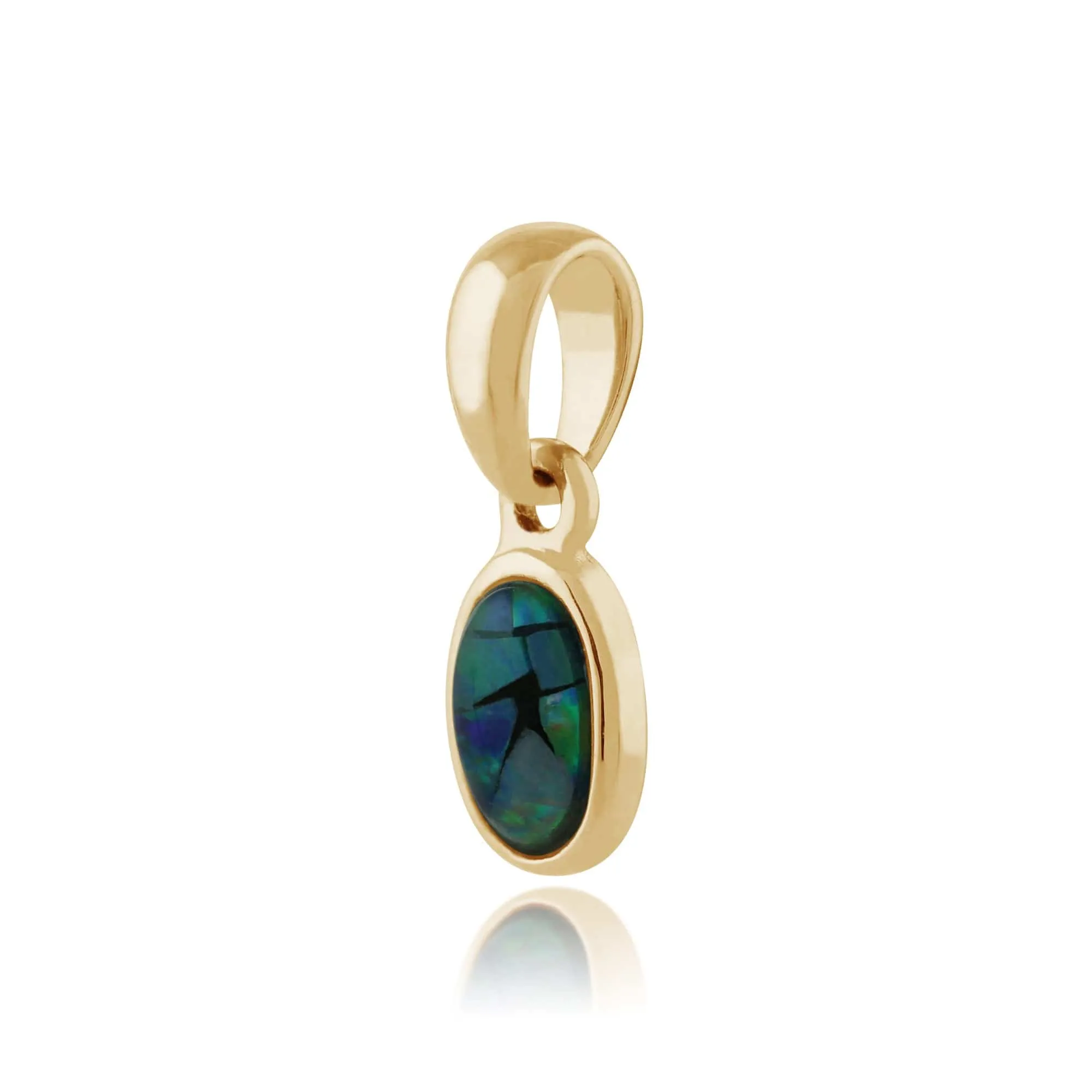 Classic Oval Triplet Opal Bezel Stud Earrings & Pendant Set in 9ct Yellow Gold sold by Gemondo Jewellery product image thumbnail 5