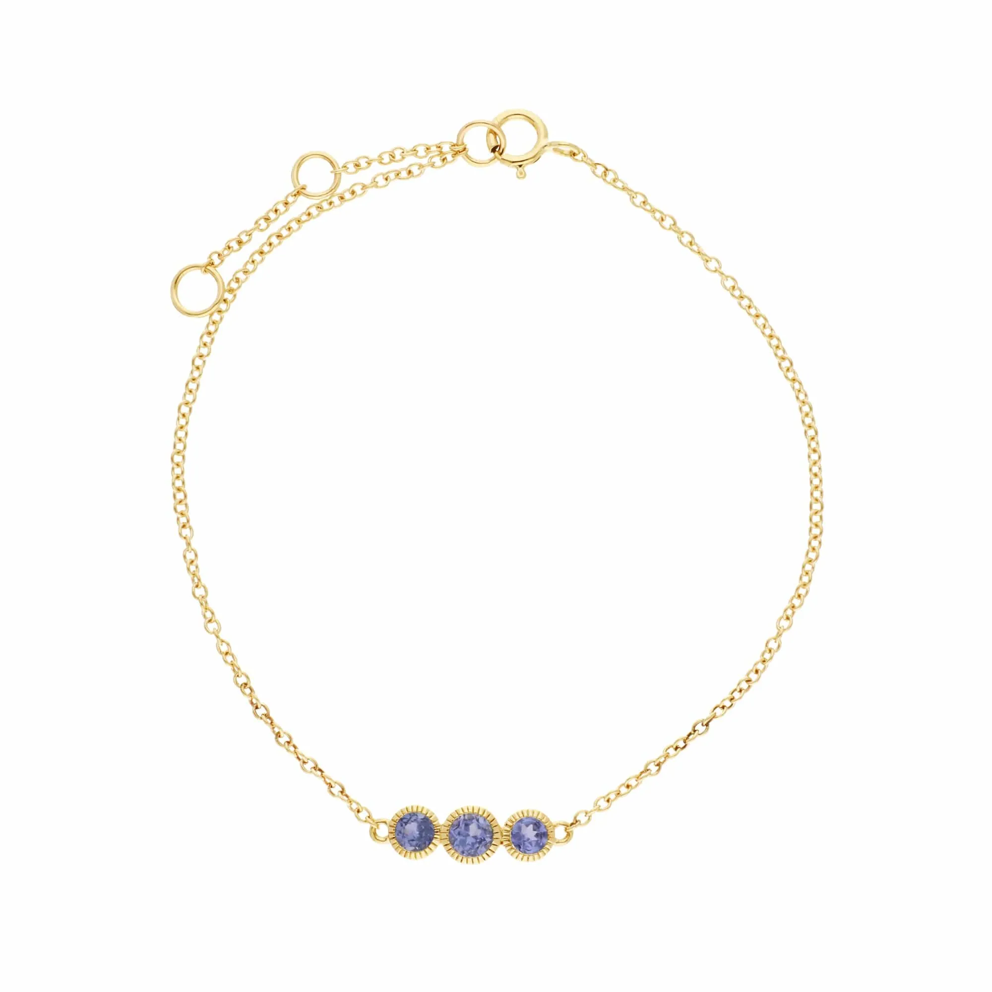Gemondo 9ct Yellow Gold Tanzanite Triple Stone Round Milgrain 19cm Bracelet sold by Gemondo Jewellery product image thumbnail 2