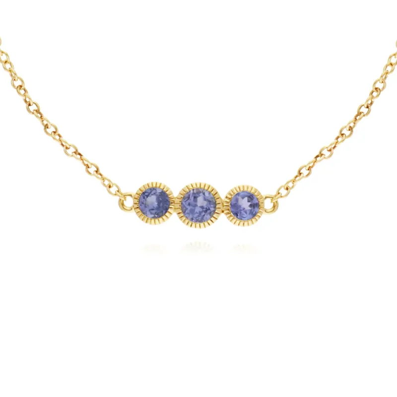 Gemondo 9ct Yellow Gold Tanzanite Triple Stone Round Milgrain 19cm Bracelet sold by Gemondo Jewellery