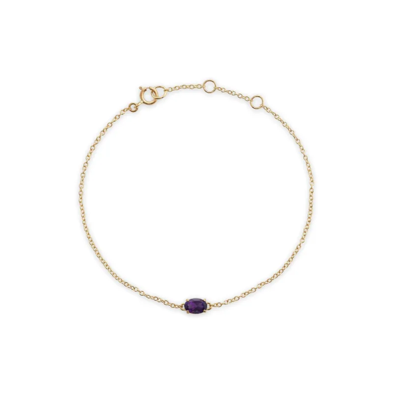 Classic Oval Amethyst Single Stone Bracelet in 9ct Yellow Gold sold by Gemondo Jewellery