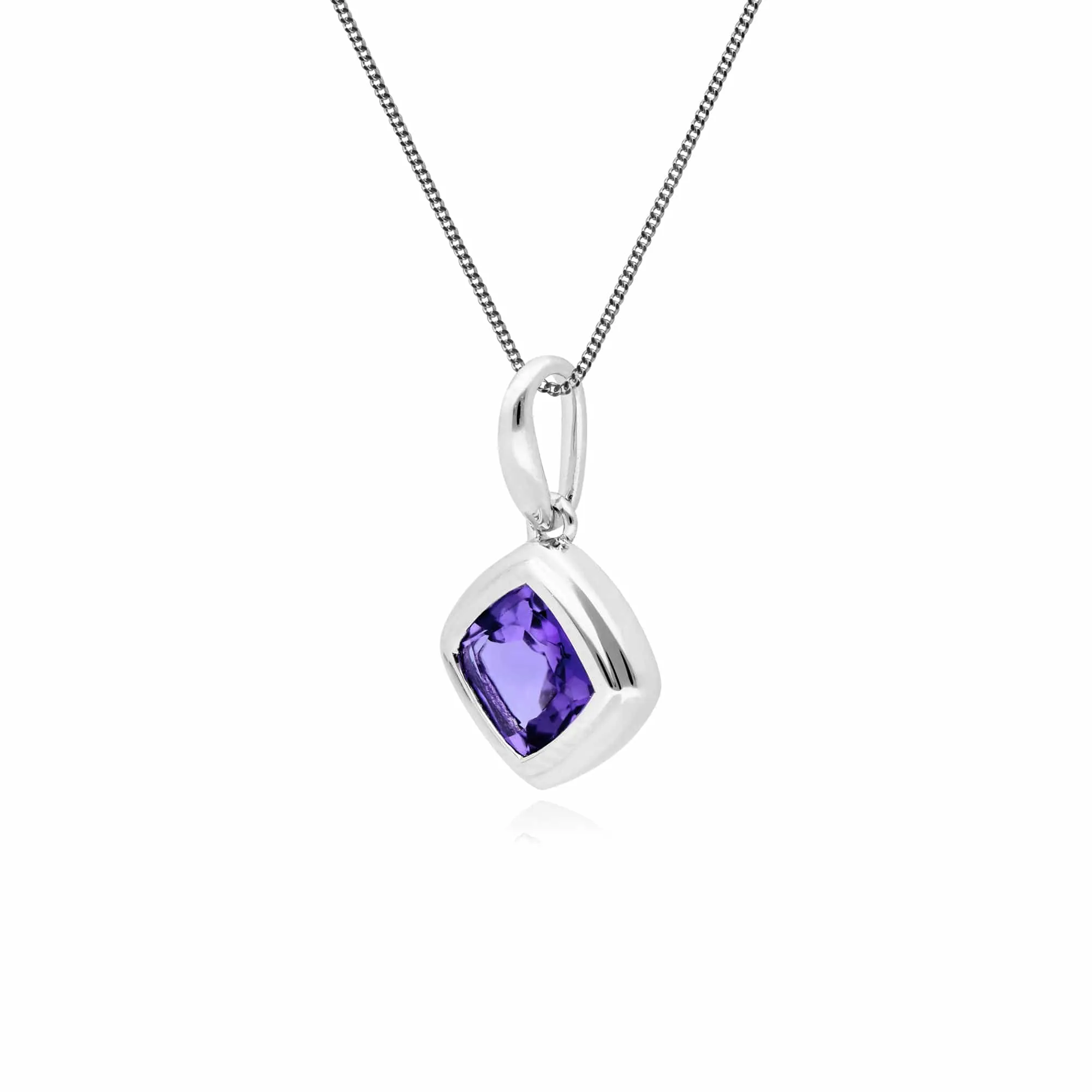 Classic Cushion Amethyst Bezel Set Pendant in 9ct White Gold sold by Gemondo Jewellery product image thumbnail 2