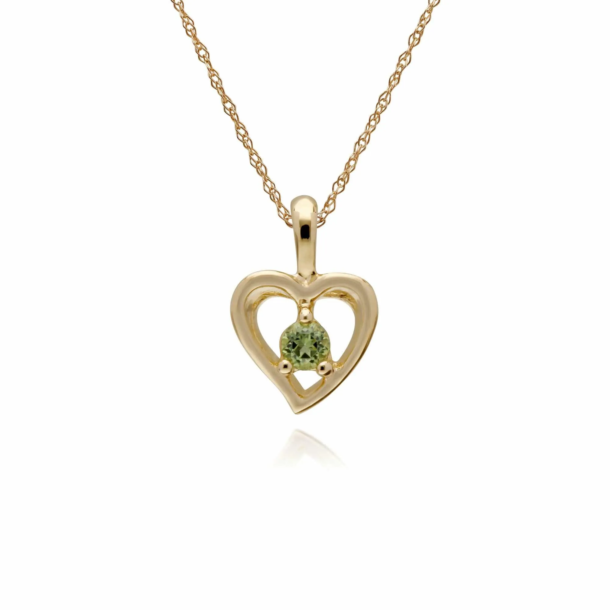 Classic Round Peridot Single Stone Heart Stud Earrings & Necklace Set in 9ct Yellow Gold sold by Gemondo Jewellery product image thumbnail 3