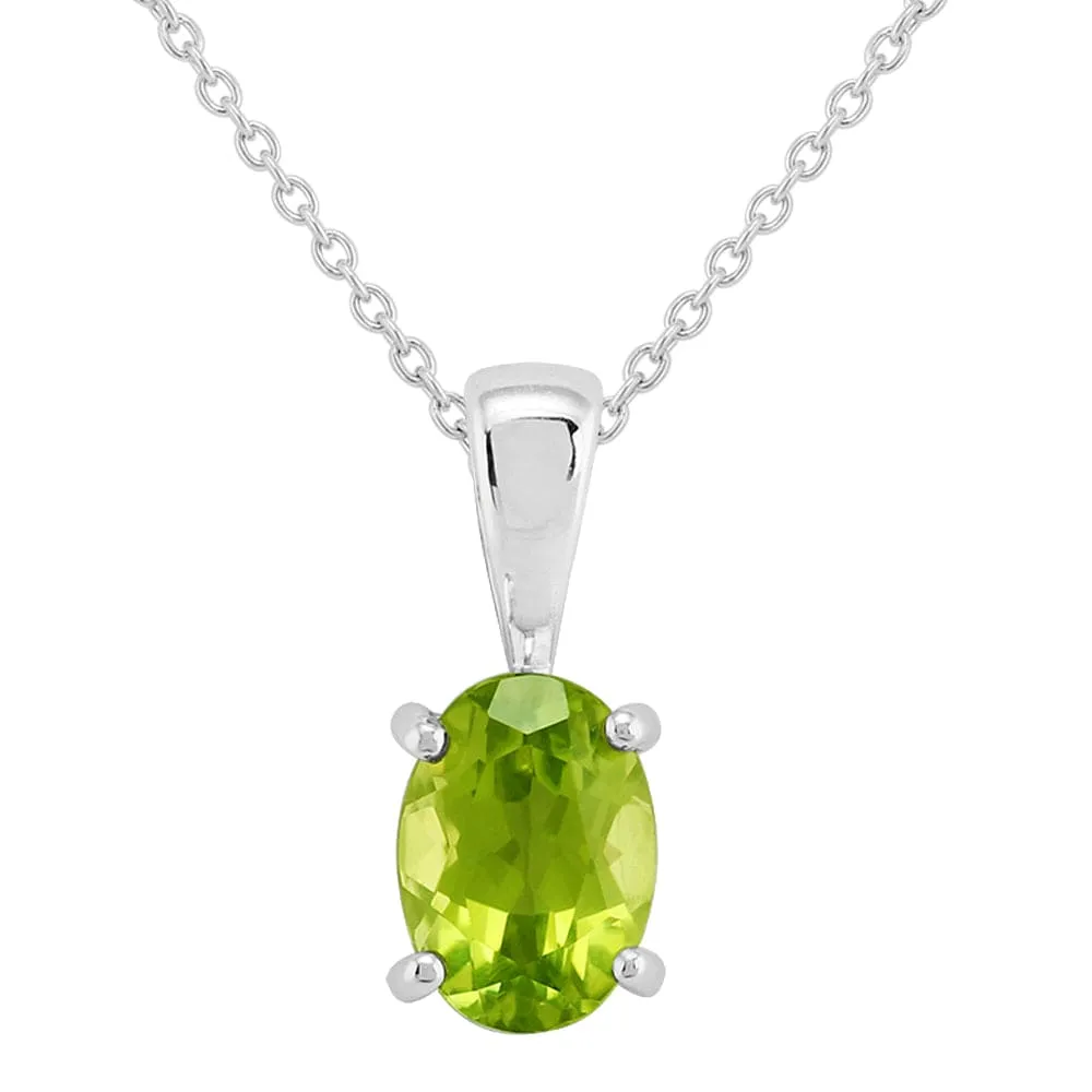 Classic Oval Peridot Pendant in 9ct White Gold sold by Gemondo Jewellery