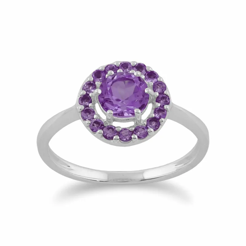 Gemondo 9ct White Gold Natural Amethyst 6 Claw Cluster Ring sold by Gemondo Jewellery