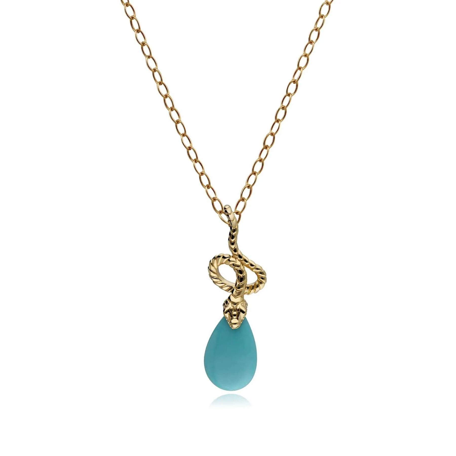 ECFEW™ Turquoise Winding Snake Pendant in Gold Plated Sterling Silver sold by Gemondo Jewellery