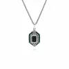 Art Deco Style Black Onyx, Marcasite & Green Enamel Hexagon Stud Earrings & Pendant Set in 925 Sterling Silver sold by Gemondo Jewellery