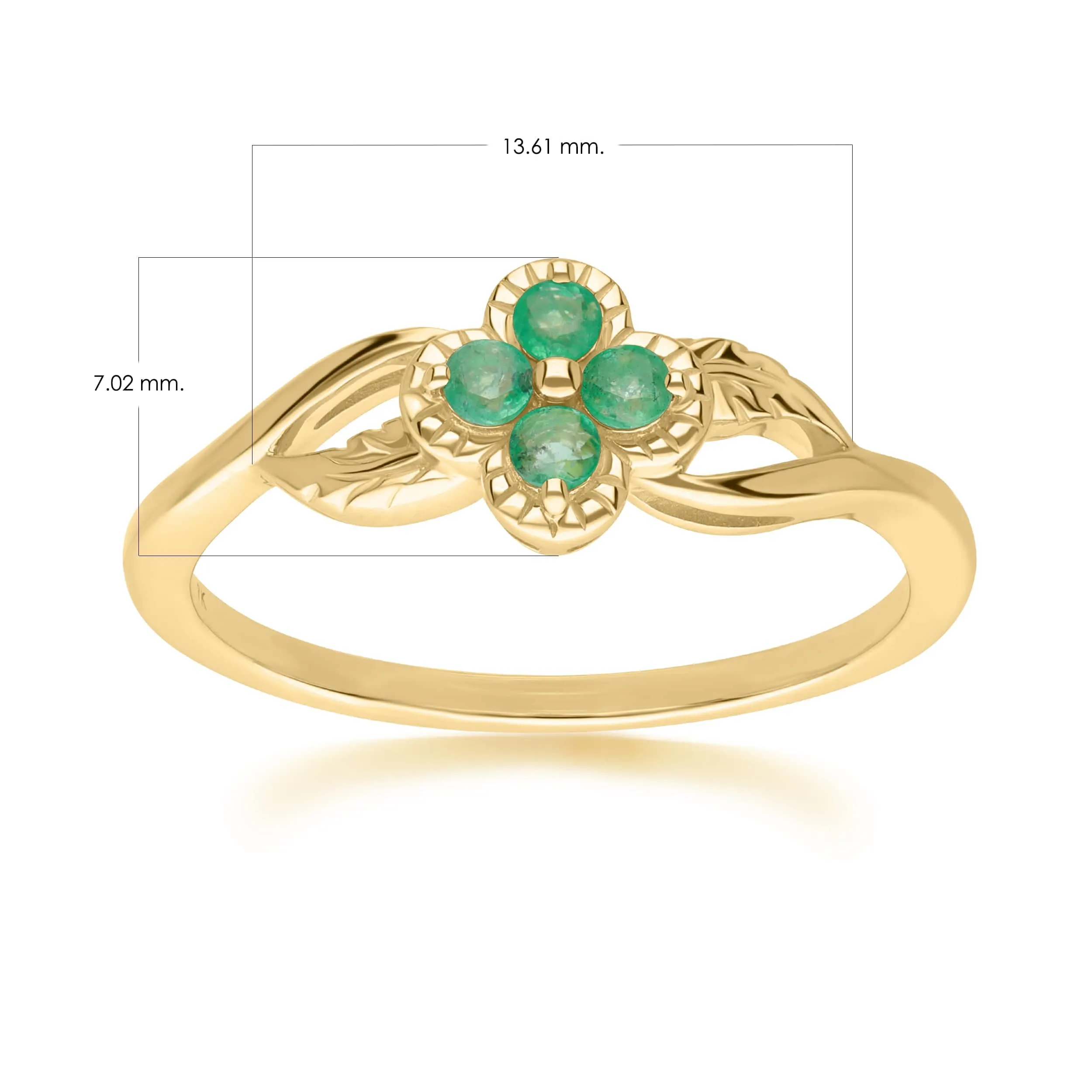 Floral Round Emerald Ring in 9ct Yellow Gold sold by Gemondo Jewellery product image thumbnail 4