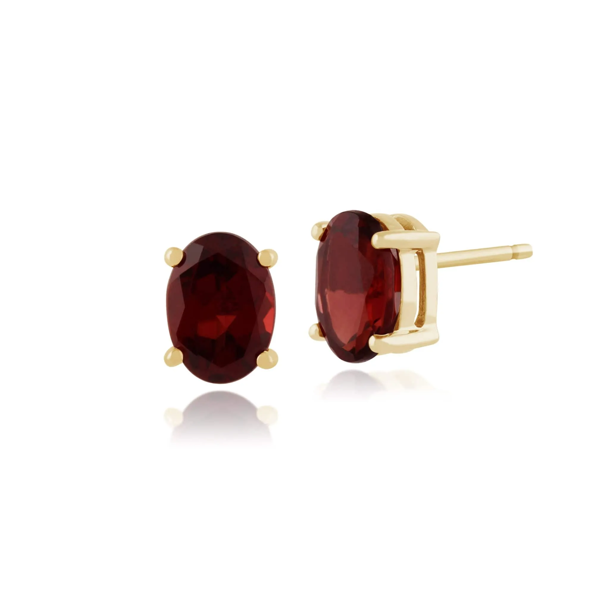 Classic Oval Garnet Stud Earrings in 9ct Yellow Gold sold by Gemondo Jewellery