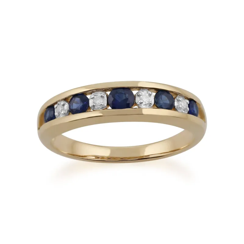 Gemondo 9ct Yellow Gold 0.49ct Sapphire & Diamond Half Eternity Ring sold by Gemondo Jewellery