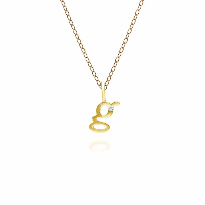 Alphabet Letter G Diamond pendant in 9ct Yellow Gold sold by Gemondo Jewellery