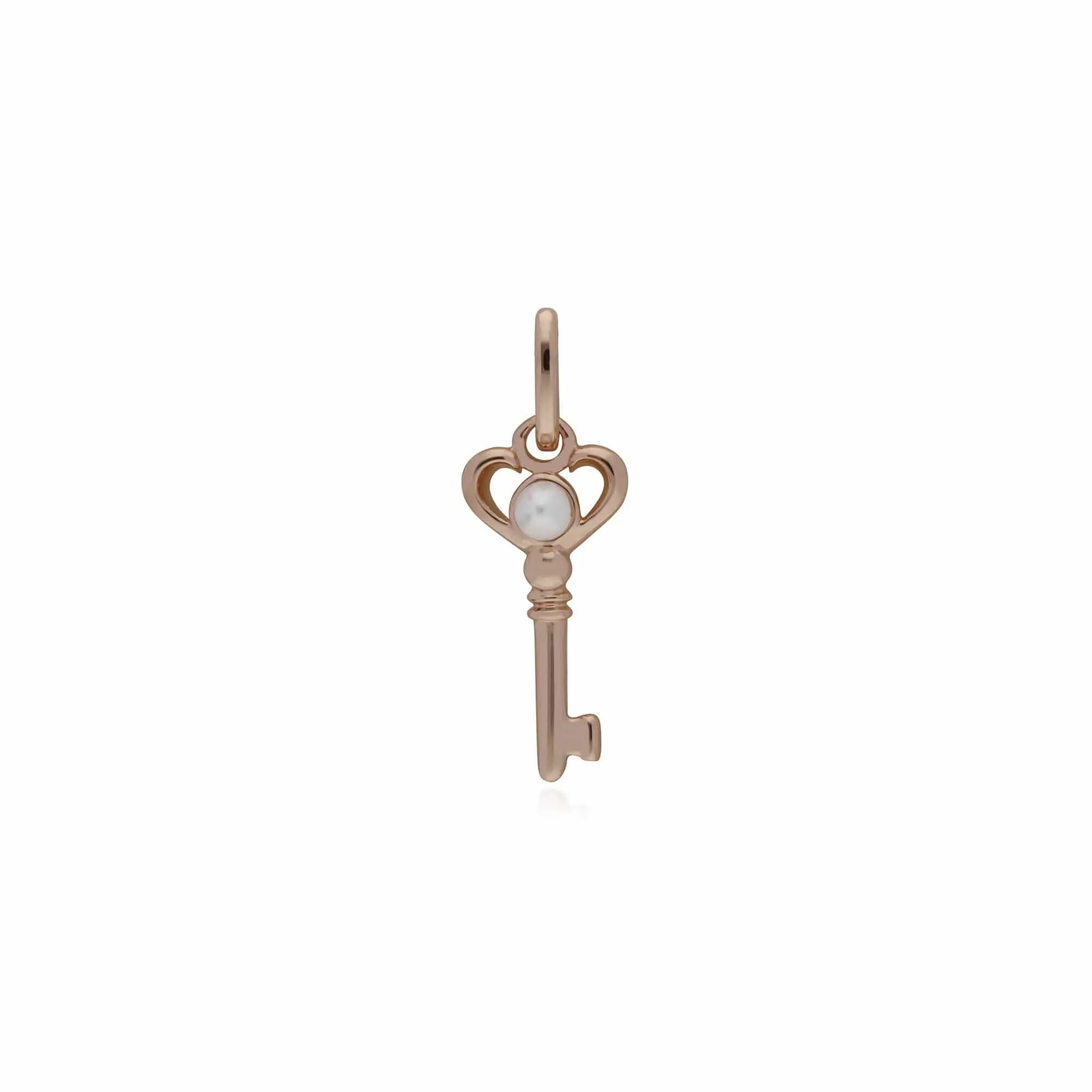 Classic Swirl Heart Lock Pendant & Pearl Key Charm in Rose Gold Plated 925 Sterling Silver sold by Gemondo Jewellery product image thumbnail 2