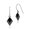 Art Deco Style Black Onyx & Marcasite Drop Earrings in 925 Sterling Silver sold by Gemondo Jewellery