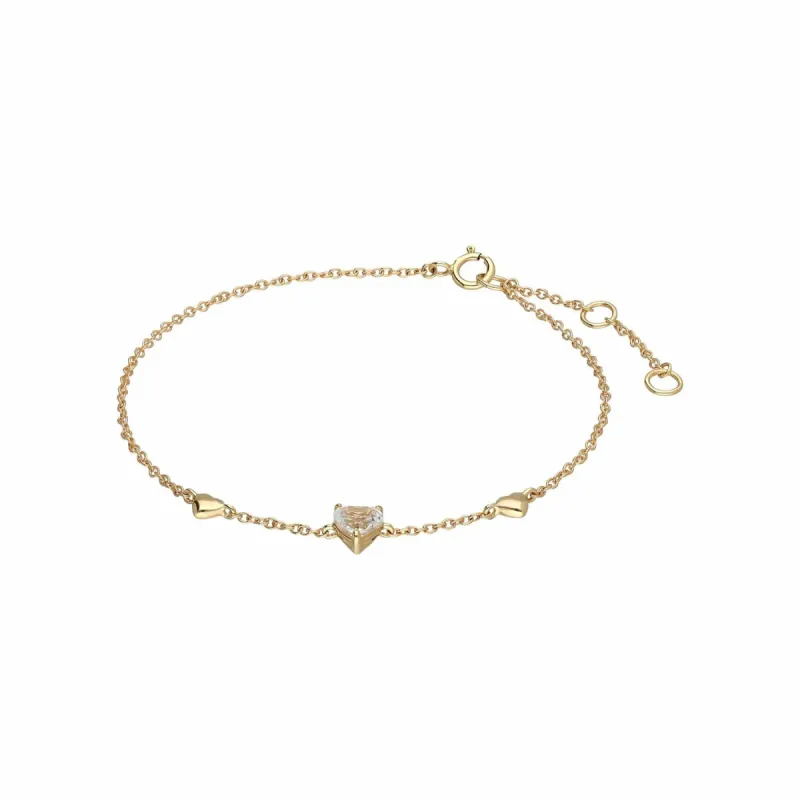 White Topaz Heart Bracelet in 9ct Yellow Gold sold by Gemondo Jewellery
