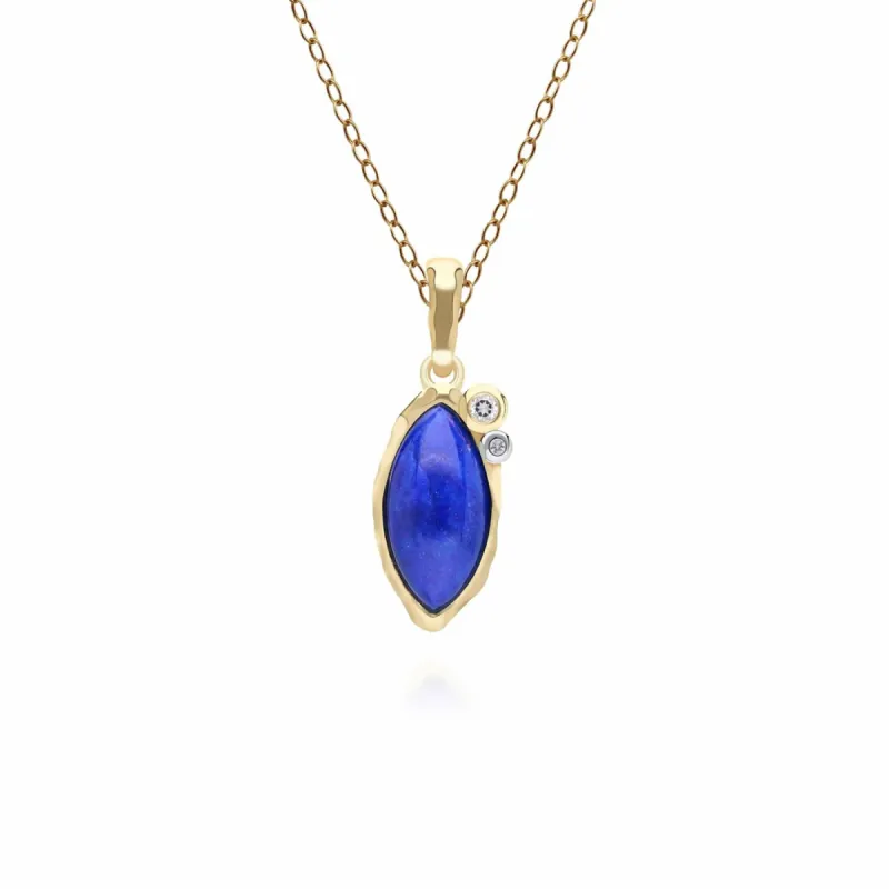 Irregular Marquise Lapis Lazuli & Topaz Pendant In 18ct Gold Plated Sterling Silver sold by Gemondo Jewellery