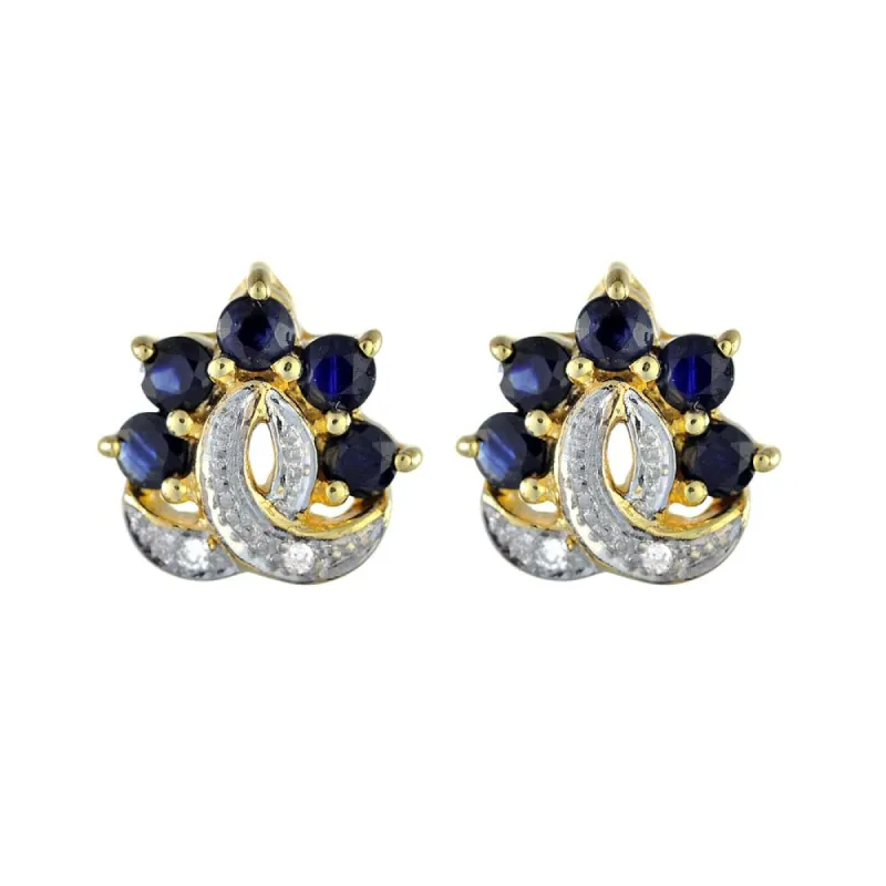 Gemondo 9ct Gold Genuine Sapphire & Diamond Cluster Stud Earrings Gift Boxed NEW sold by Gemondo Jewellery