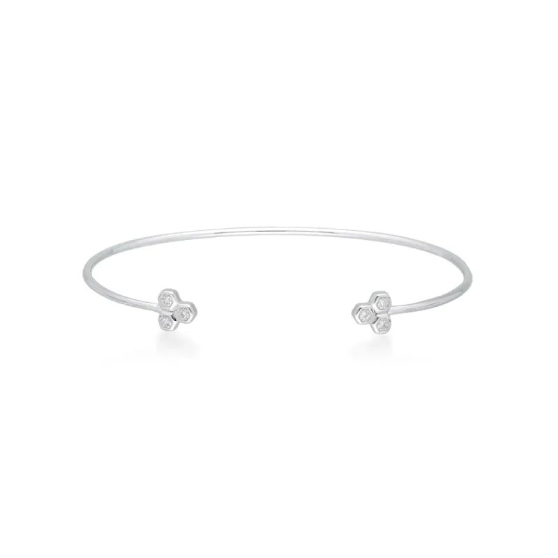 Diamond Trilogy Geometric Bangle in 9ct White Gold sold by Gemondo Jewellery