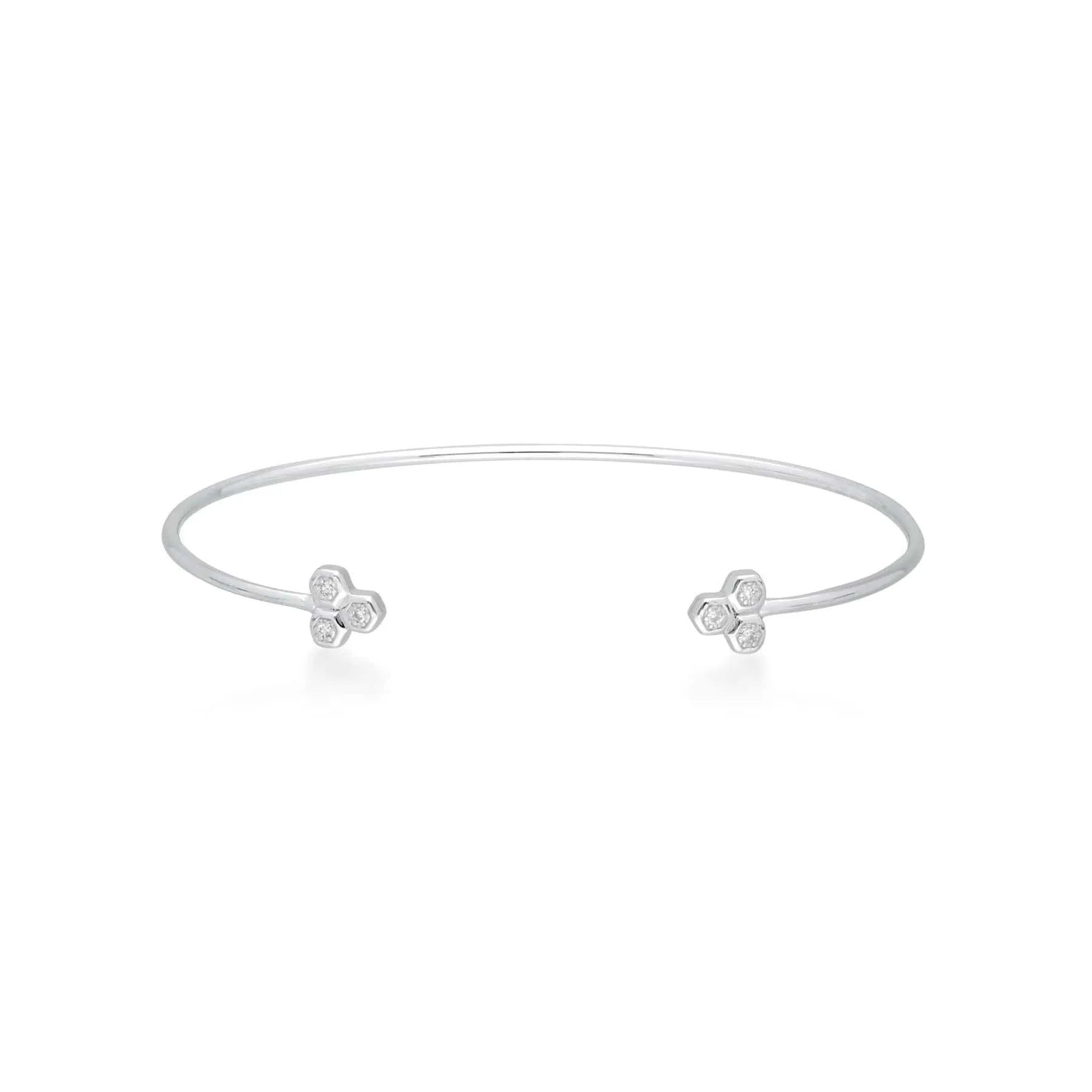 Diamond Trilogy Geometric Bangle in 9ct White Gold sold by Gemondo Jewellery