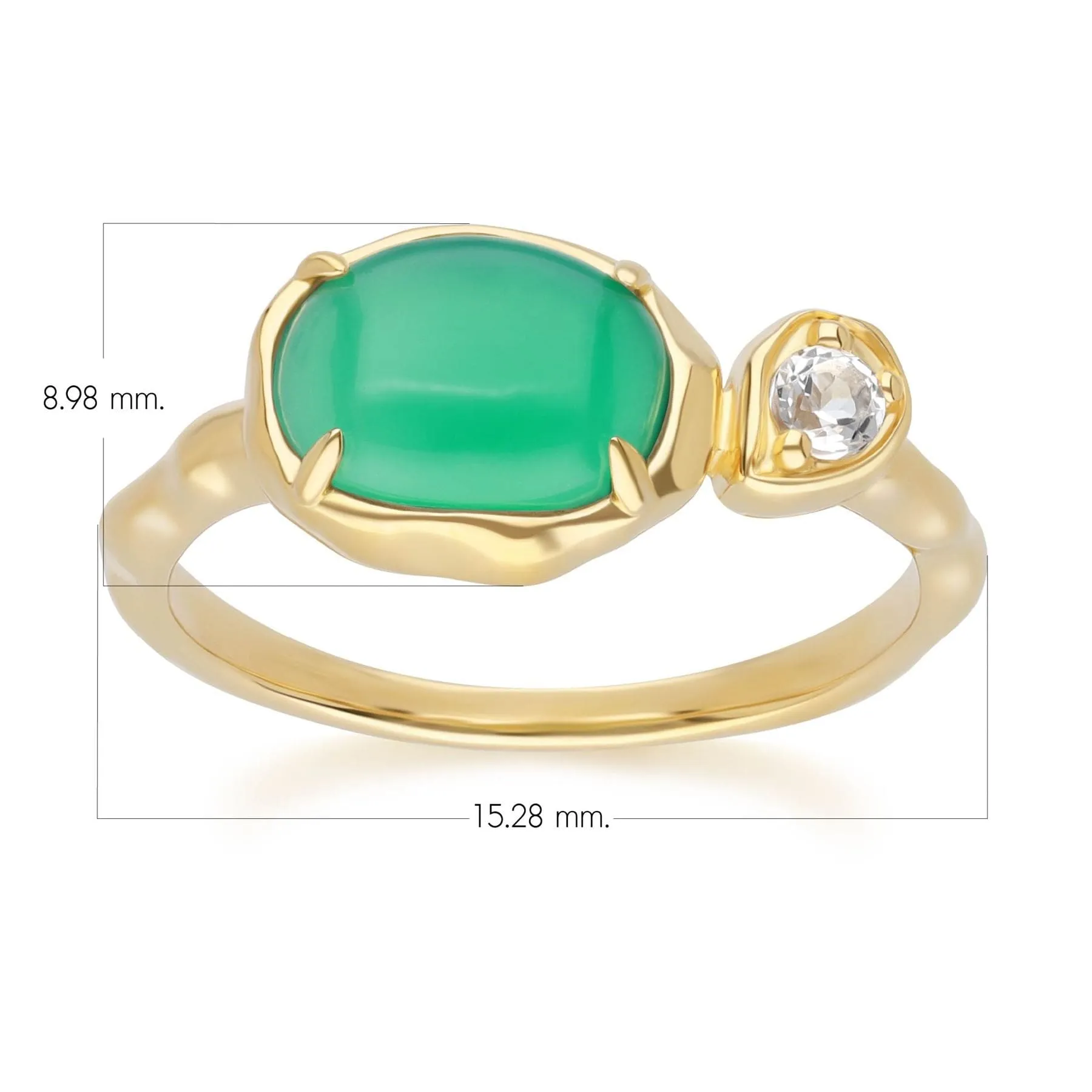 Irregular Oval Dyed Green Chalcedony & Topaz Ring In 18ct Gold Plated SterlIng Silver sold by Gemondo Jewellery product image thumbnail 4