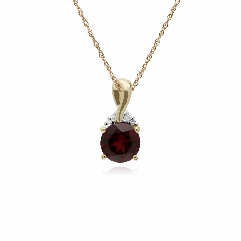 Gemondo 9ct Yellow Gold Round Garnet & Diamond Kiss Pendant on 45cm Chain sold by Gemondo Jewellery