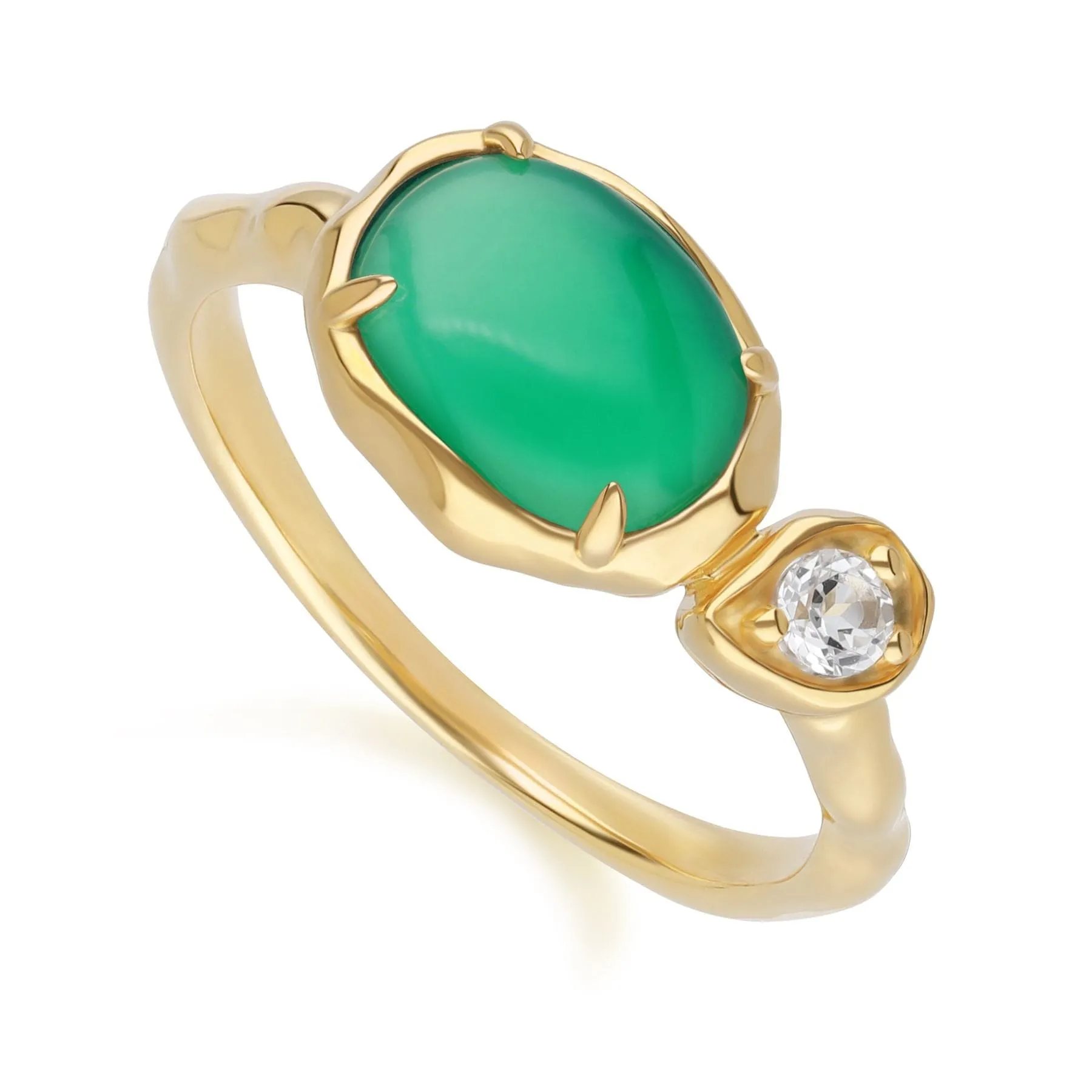 Irregular Oval Dyed Green Chalcedony & Topaz Ring In 18ct Gold Plated SterlIng Silver sold by Gemondo Jewellery product image thumbnail 3