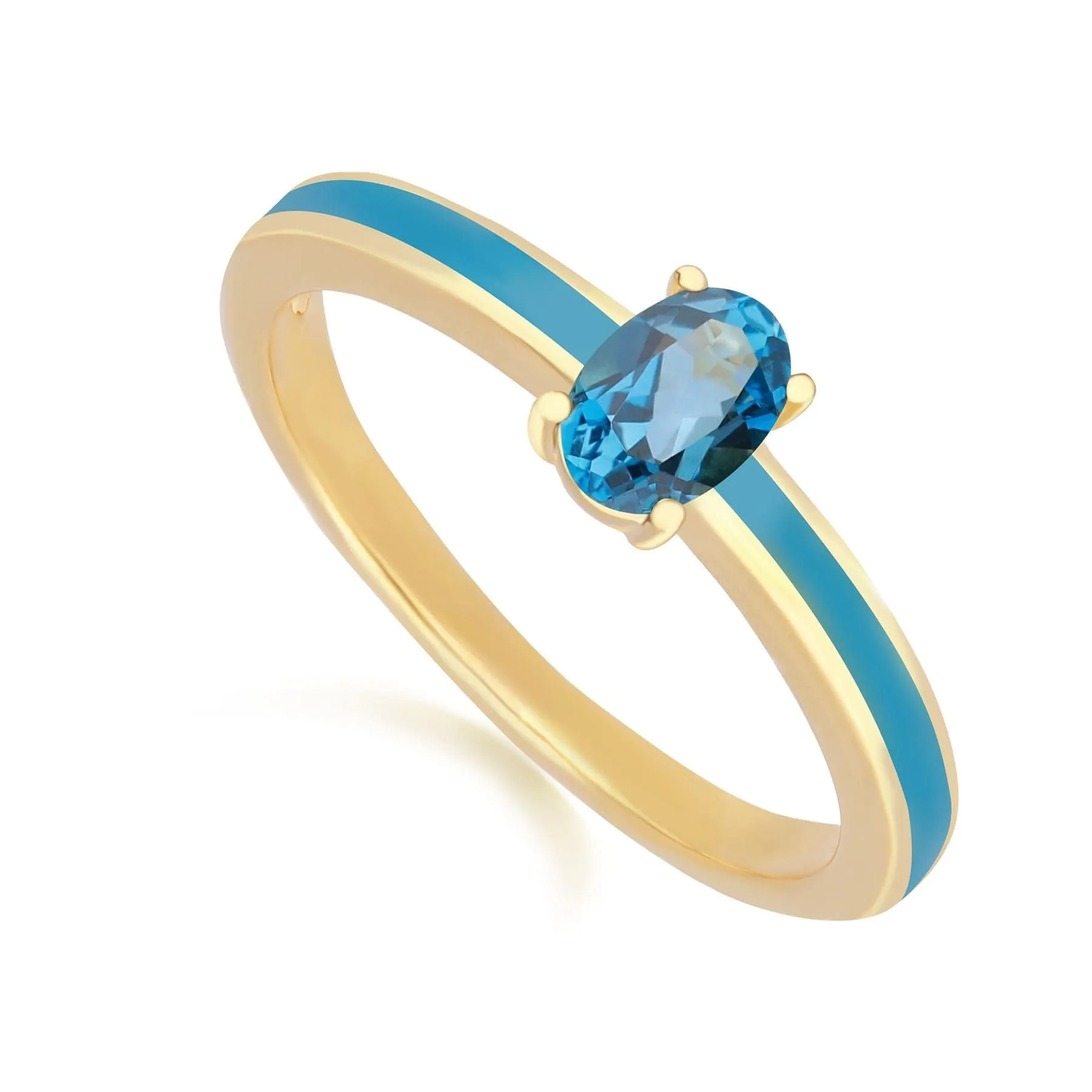 Siberian Waltz Blue Enamel & London Blue Topaz Ring in Gold Plated Silver sold by Gemondo Jewellery product image thumbnail 3