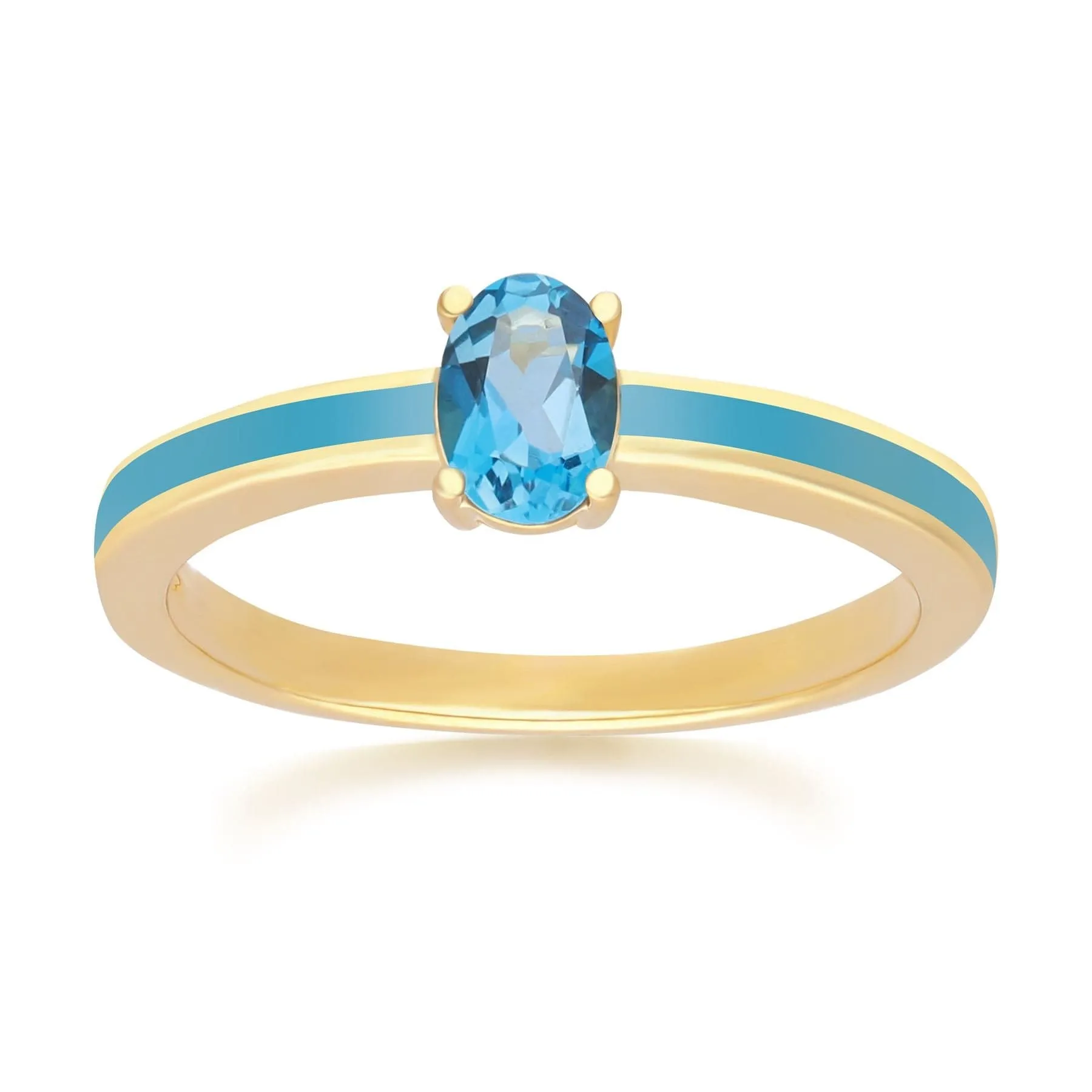 Siberian Waltz Blue Enamel & London Blue Topaz Ring in Gold Plated Silver sold by Gemondo Jewellery