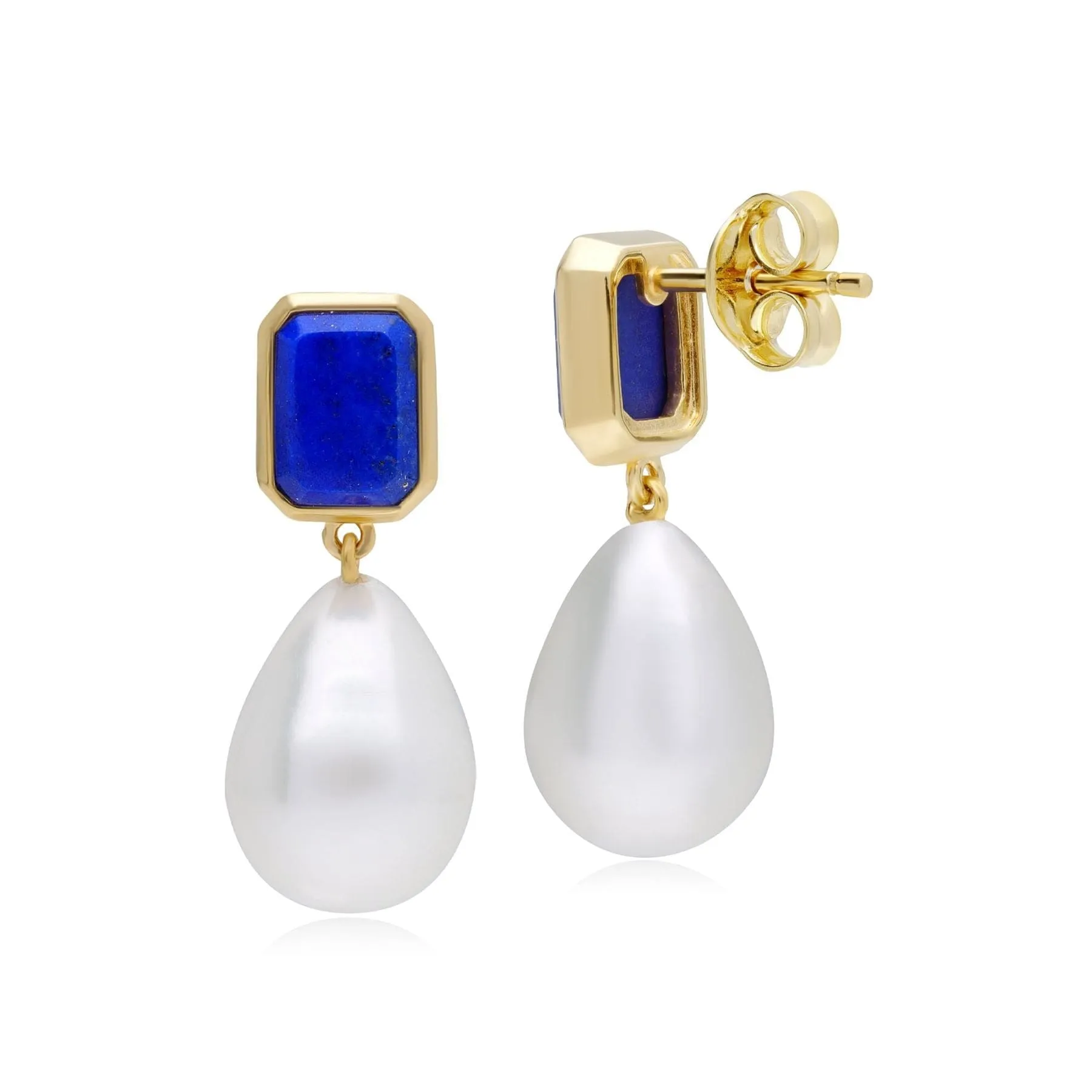ECFEW™ Unifier Lapis Lazuli & Pearl Drop Earrings In Sterling Silver sold by Gemondo Jewellery product image thumbnail 3