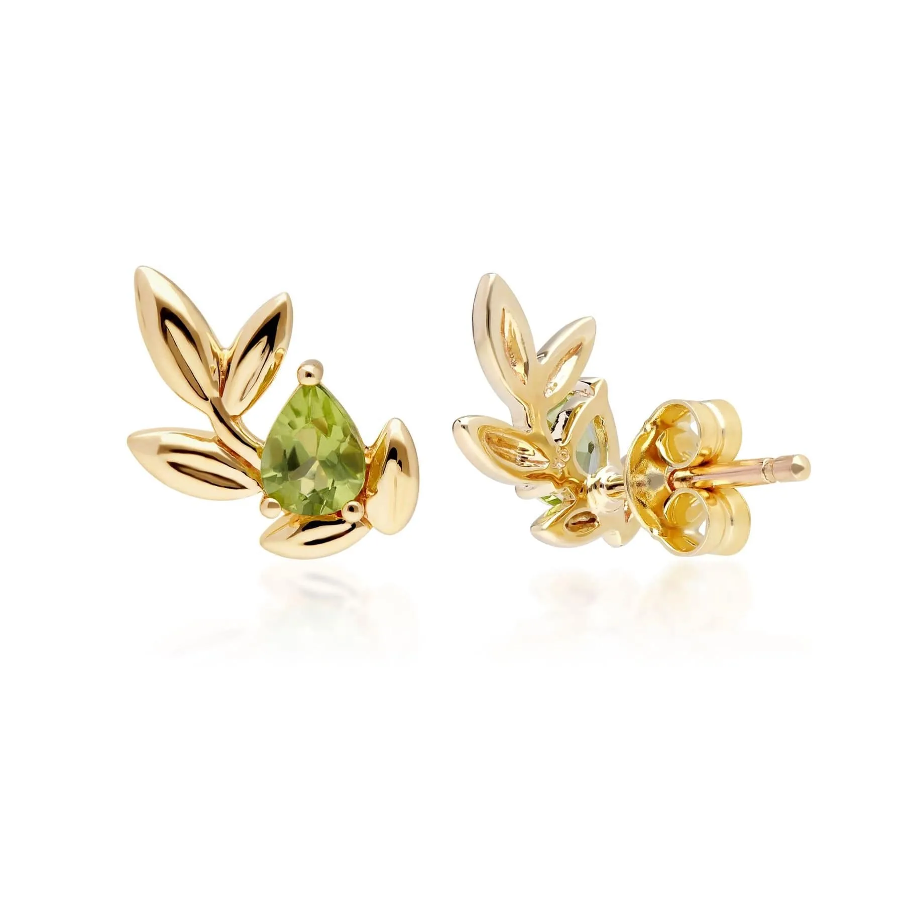 O Leaf Peridot Stud Earrings in 9ct Yellow Gold sold by Gemondo Jewellery product image thumbnail 2