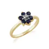 Floral Round Sapphire & Diamond Cluster Ring in 9ct Yellow Gold sold by Gemondo Jewellery