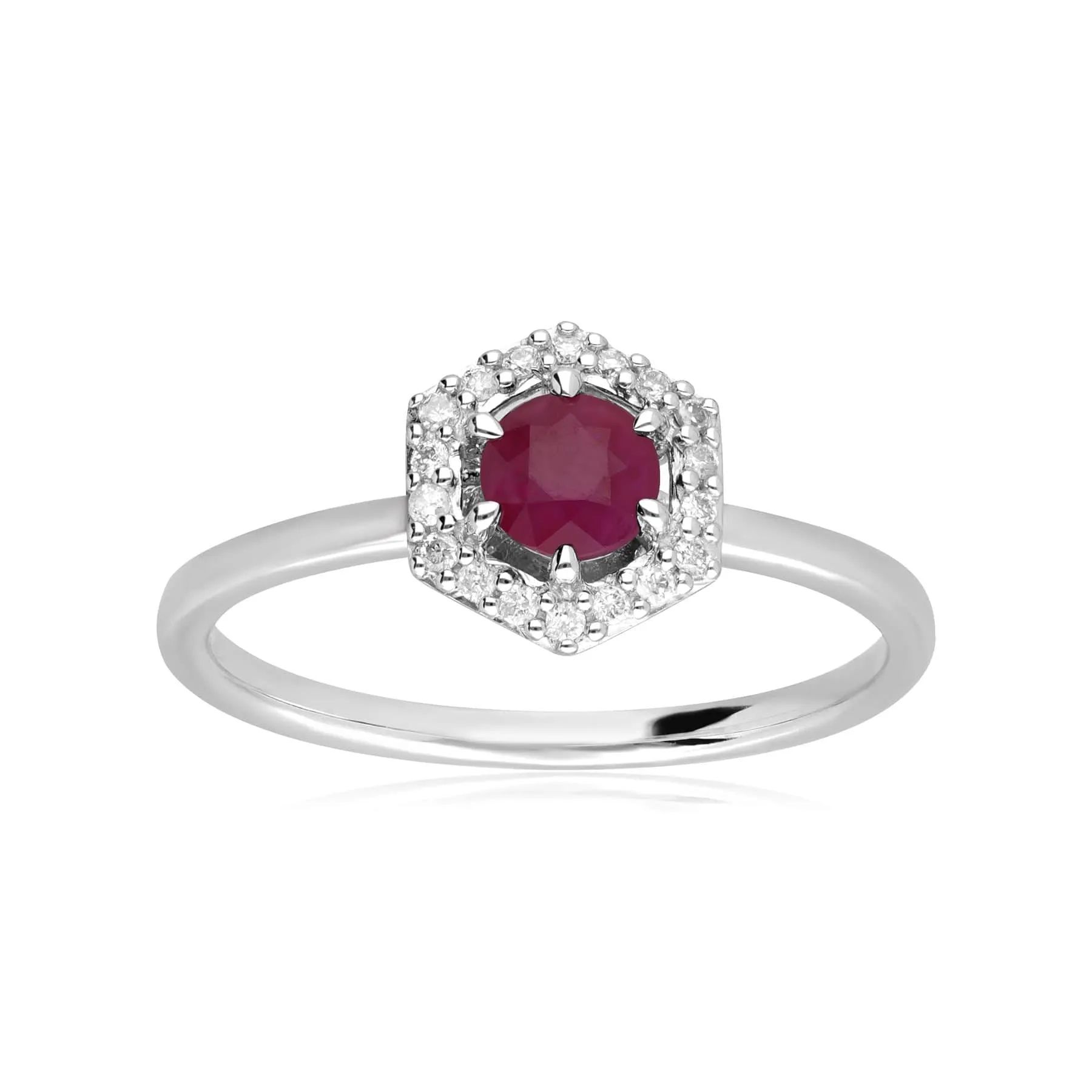 9ct White Gold 0.92ct Ruby & Diamond Halo Engagement Ring sold by Gemondo Jewellery product image thumbnail 3