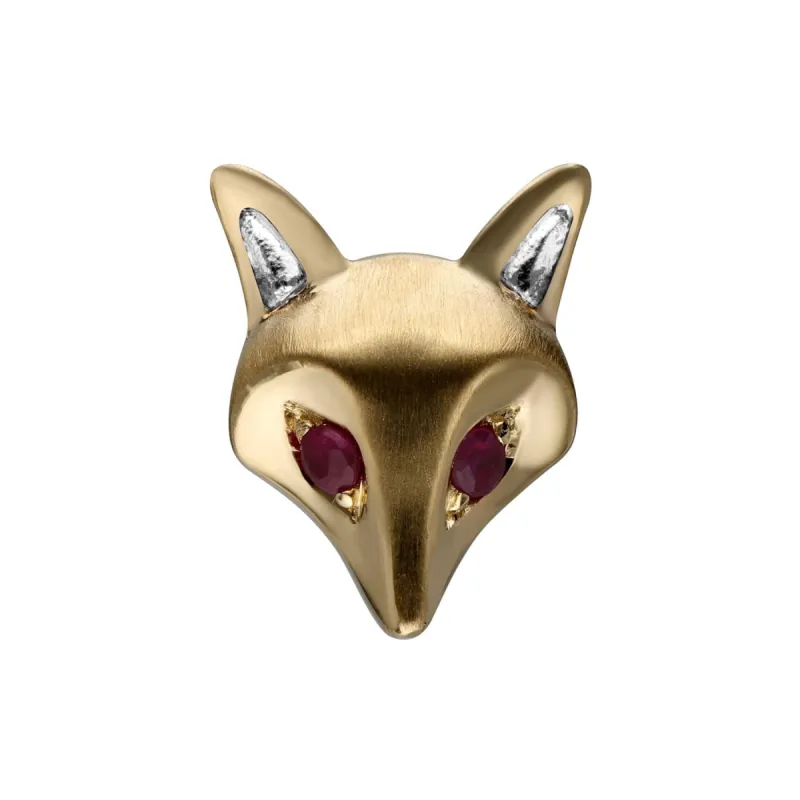 Gardenia Ruby Fox Pin In 9ct Yellow Gold sold by Gemondo Jewellery